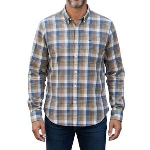 J.Crew Plaid Slim Button Down Shirt Mens L Brown Blue Heritage Preppy‎ Classic